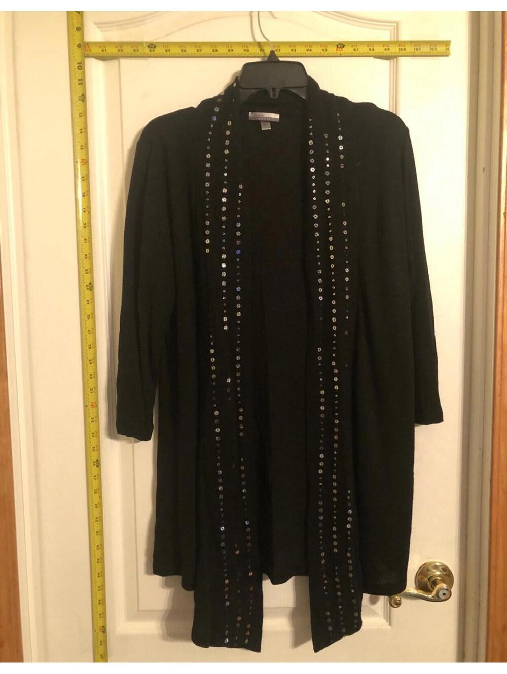 Forever Fashion Women’s Black Sequin Open Front Soft Cardigan Size 1X BX4
